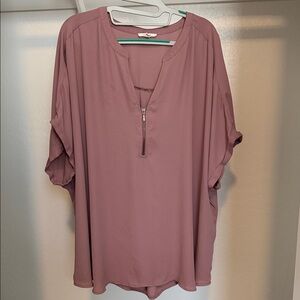 Maurices Dusty Rose Blouse with Zipper Detail